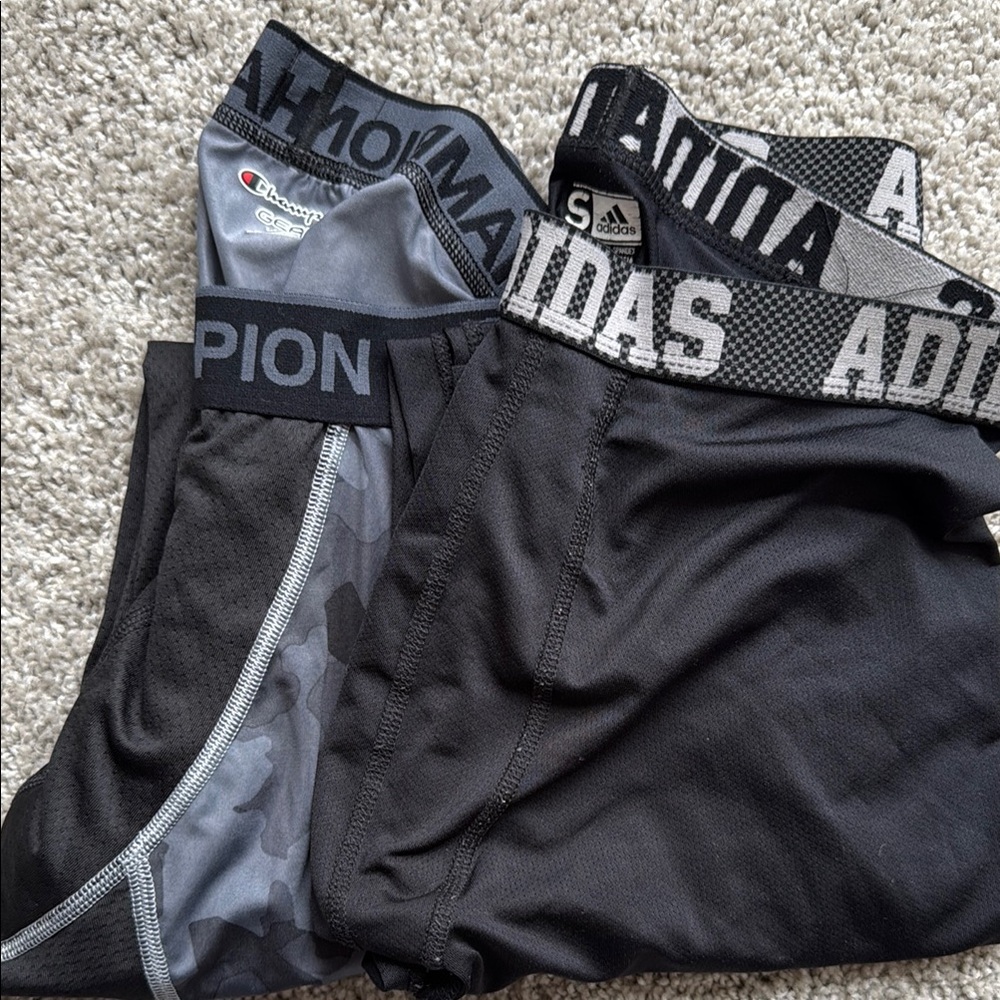 Adidas and Champion Men's Black compression tights